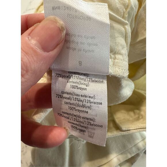 WeWoreWhat Wide Leg Linen Blend Yellow Pants Size 8 - Picture 6 of 6